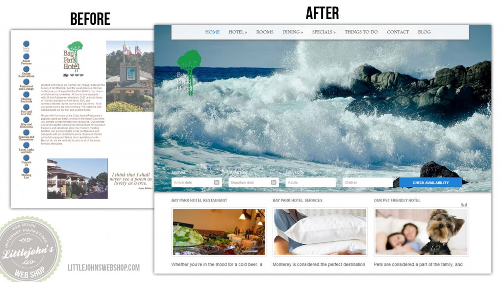 Before and after new website redesign