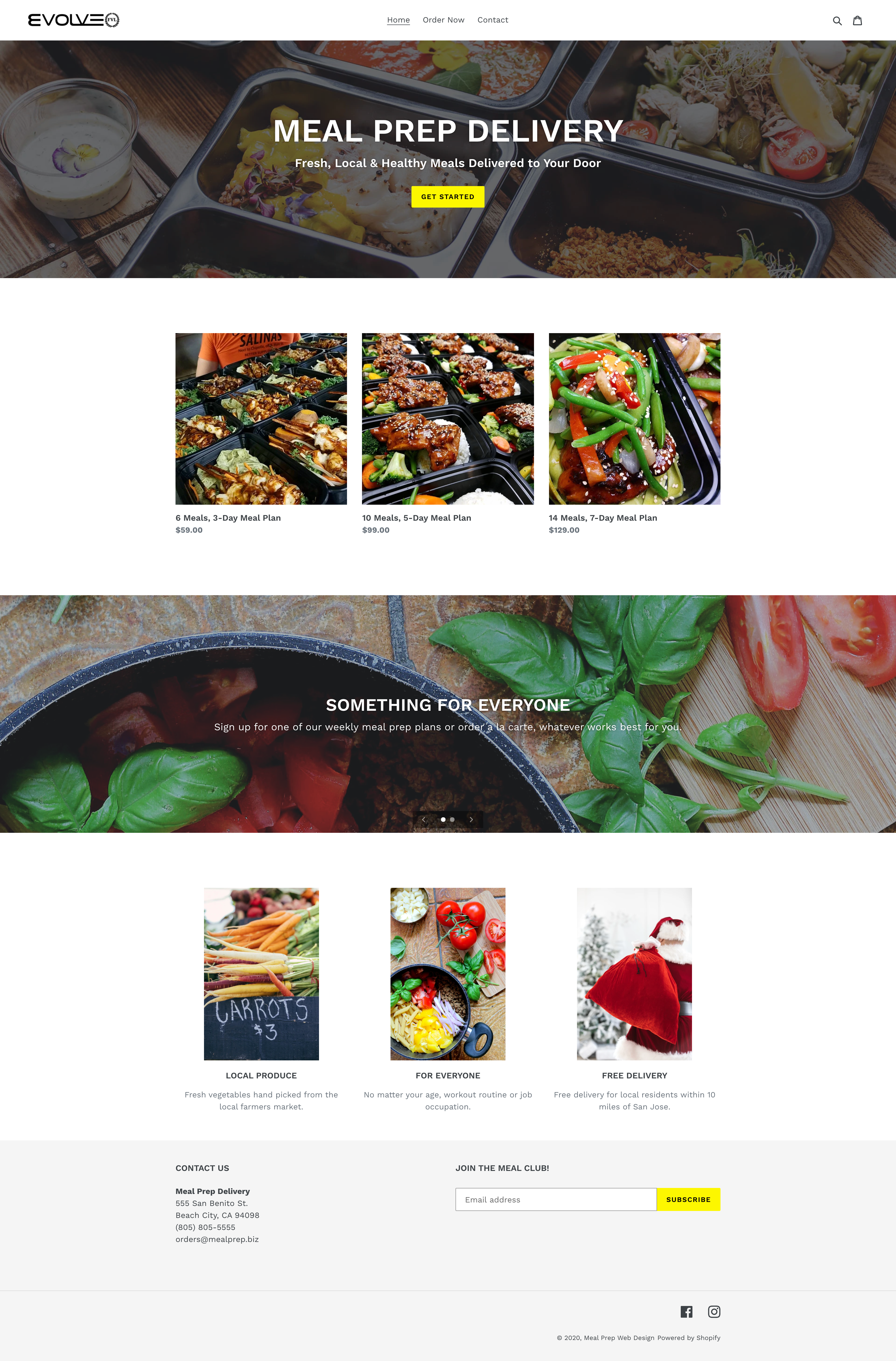 Evolve FVL Meal Prep Website Design
