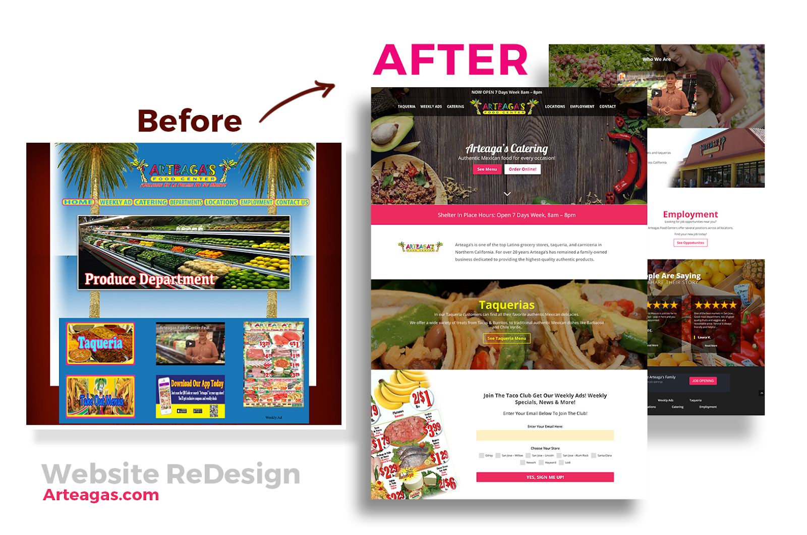 Custom web design for Arteaga's