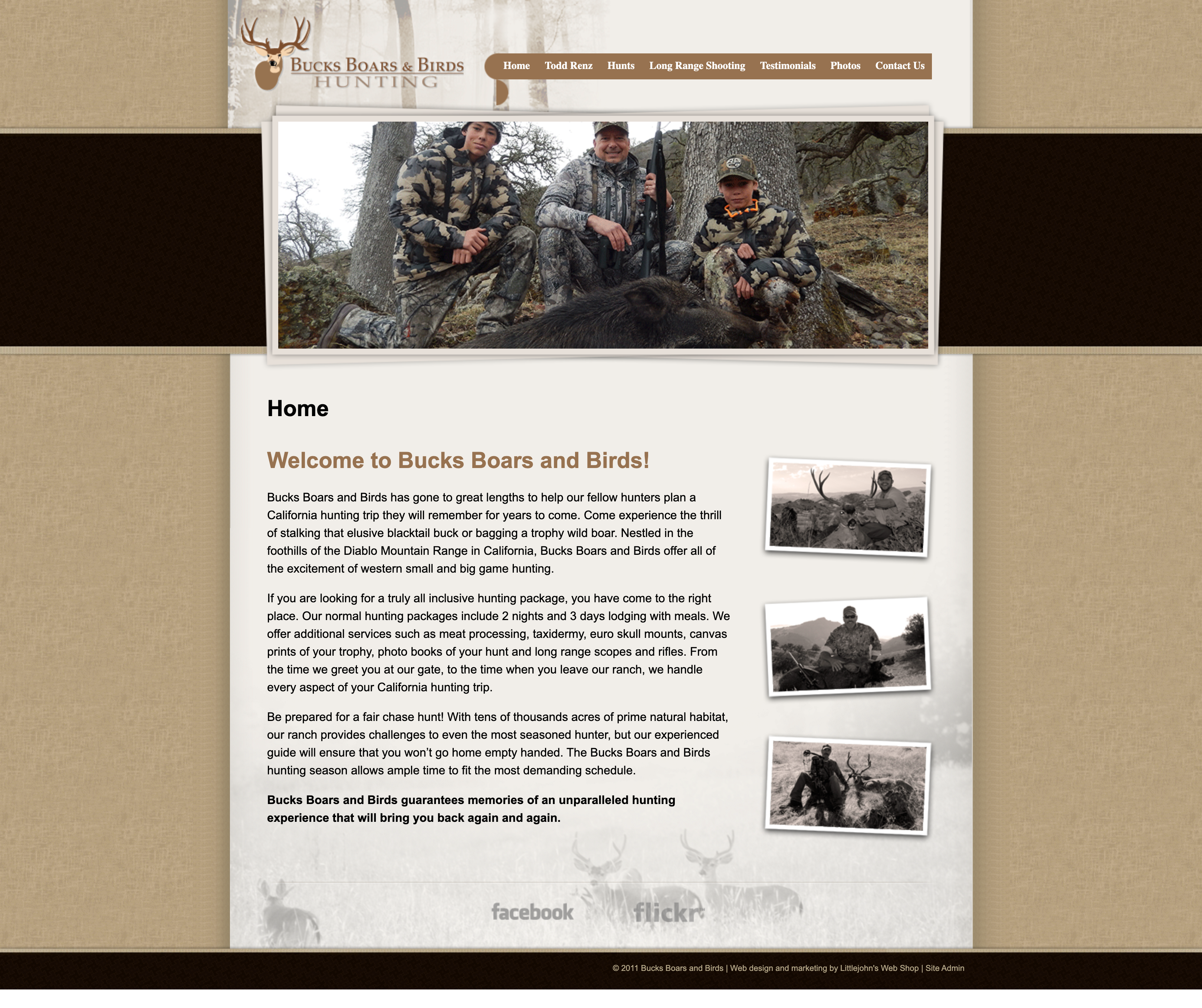 Bucks Boars and Birds Website Design