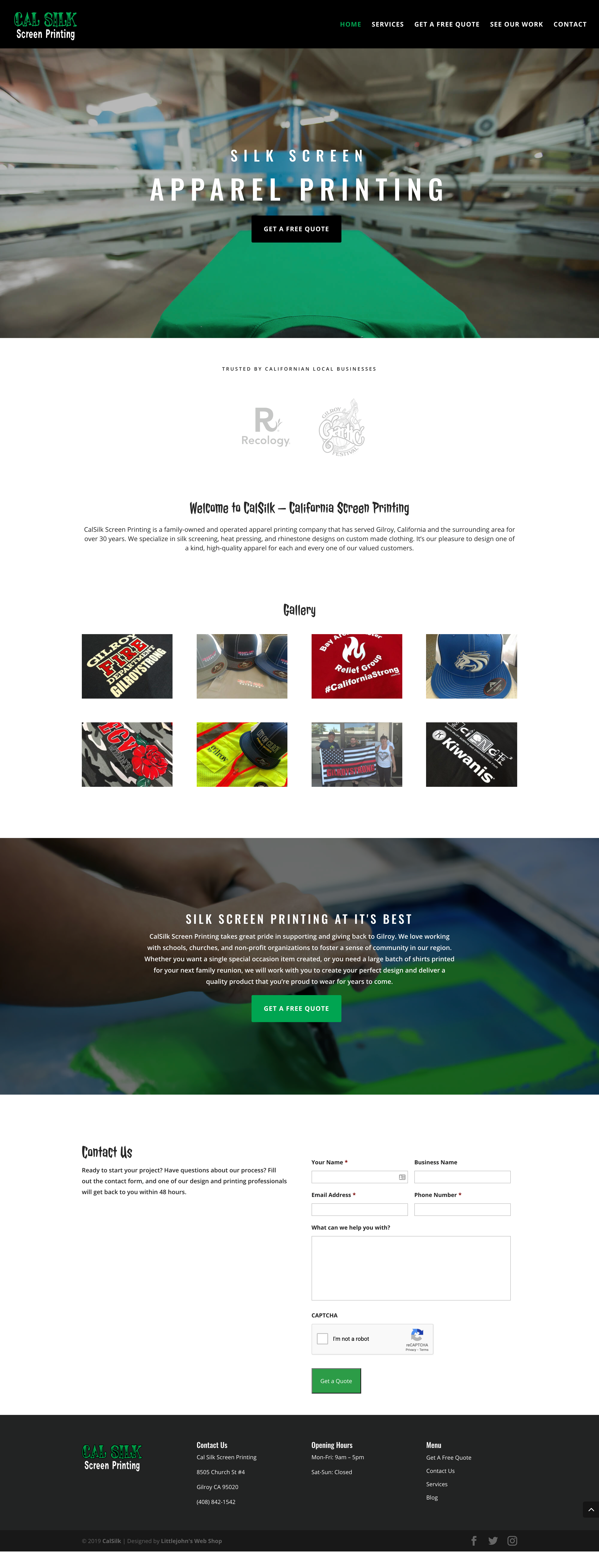CalSilk Screen Printing Website Design